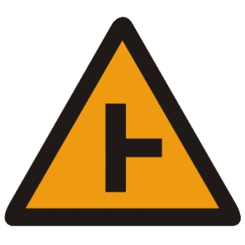 右侧丁字路口标志标志图片