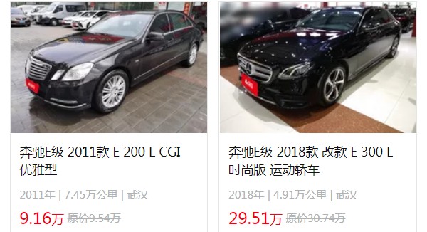奔驰e级车报价及图片 新款奔驰e级43万一台(二手仅9万)
