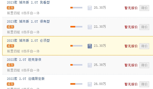 长城坦克300价越野图片 长城坦克300新车售价28.00万（全款落地30.26万）