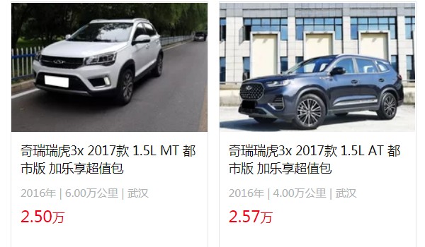 奇瑞瑞虎3x自动挡落地多少钱 瑞虎3x落地7万(二手价格2万)