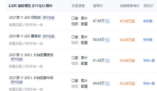 奔驰v260商务车报价 奔驰v260商务车新车售价47.88万元