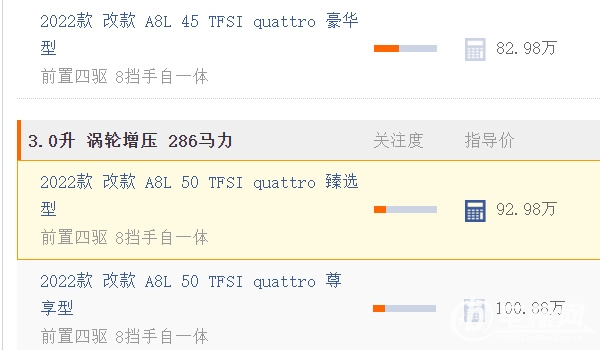 奥迪a8多少钱 新车售价82.98万元(全款落地92.56万元)